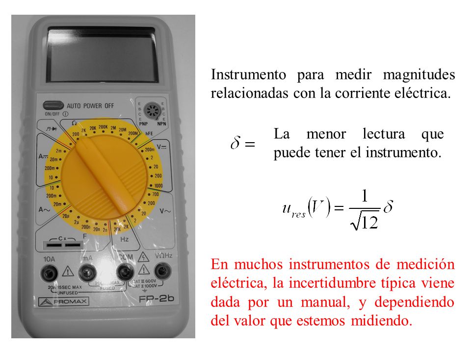 Instrumento para medir magnitudes relacionadas con la corriente eléctrica.