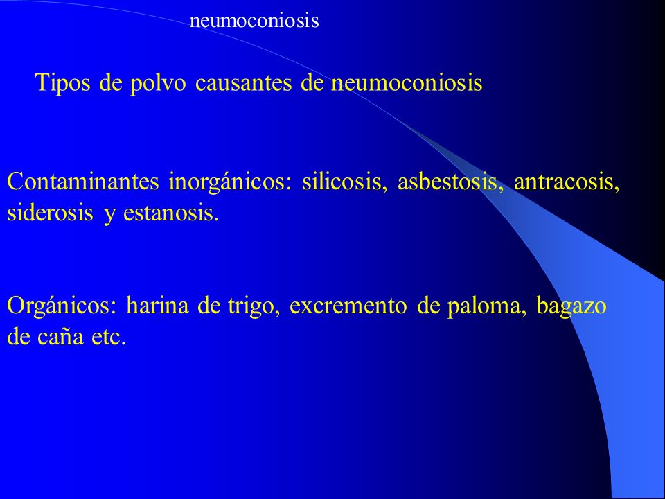 Tipos de polvo causantes de neumoconiosis
