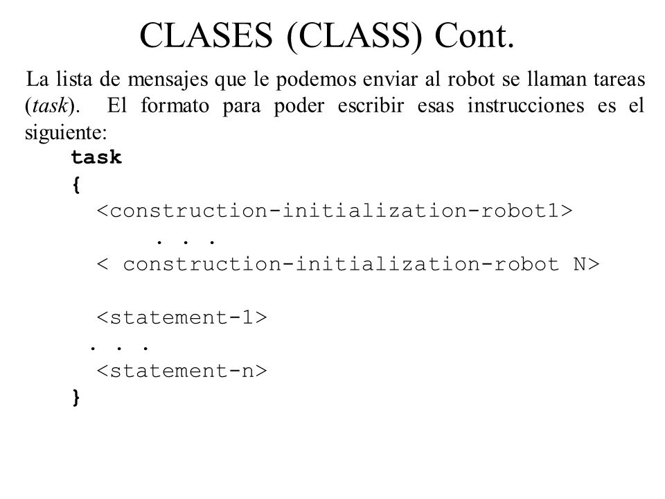 CLASES (CLASS) Cont.