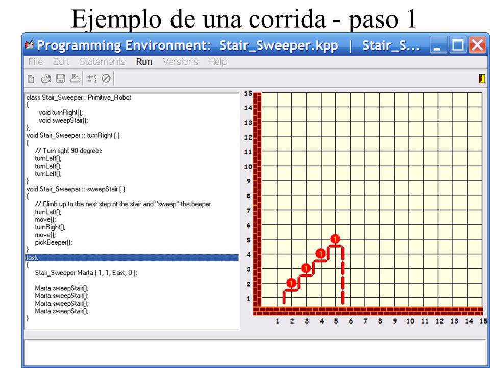 Ejemplo de una corrida - paso 1