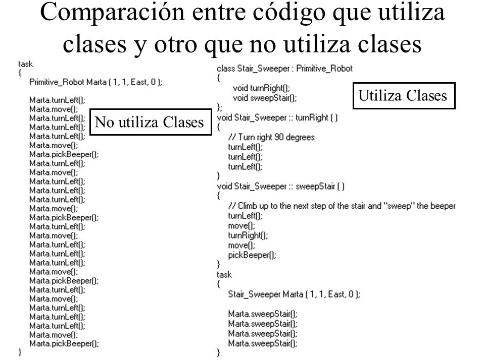 Comparación entre código que utiliza clases y otro que no utiliza clases