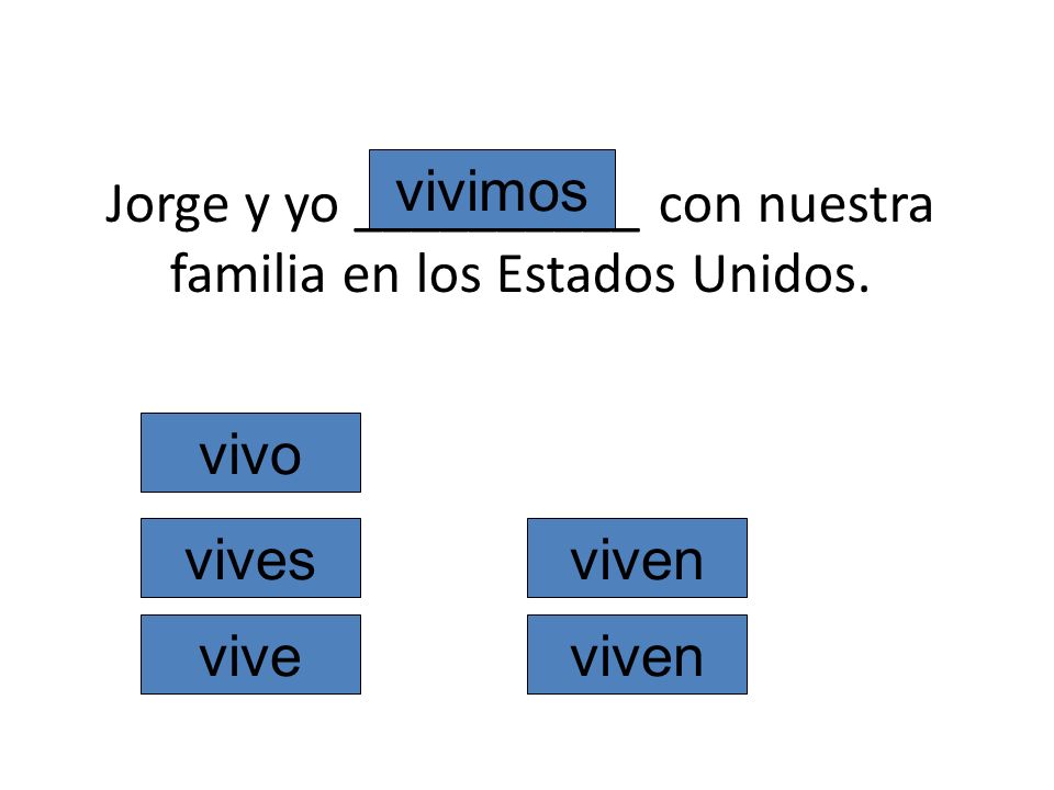 Jorge y yo __________ con nuestra familia en los Estados Unidos.