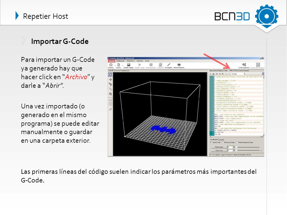 Repetier Host Importar G-Code