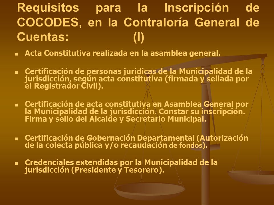 Requisitos para la Inscripción de COCODES, en la Contraloría General de Cuentas: (I)