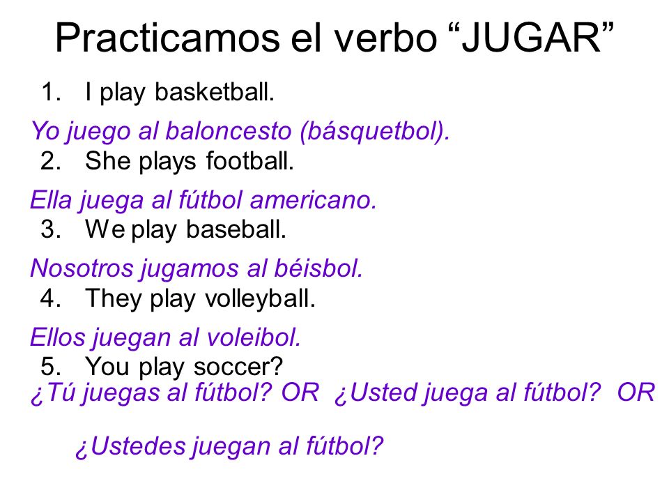 Practicamos el verbo JUGAR