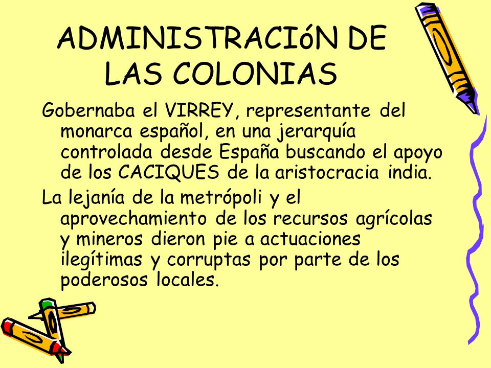 ADMINISTRACIóN DE LAS COLONIAS