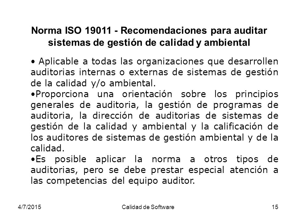Norma ISO Recomendaciones para auditar sistemas de gestión de calidad y ambiental
