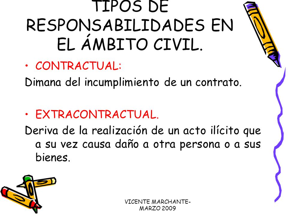TIPOS DE RESPONSABILIDADES EN EL ÁMBITO CIVIL.