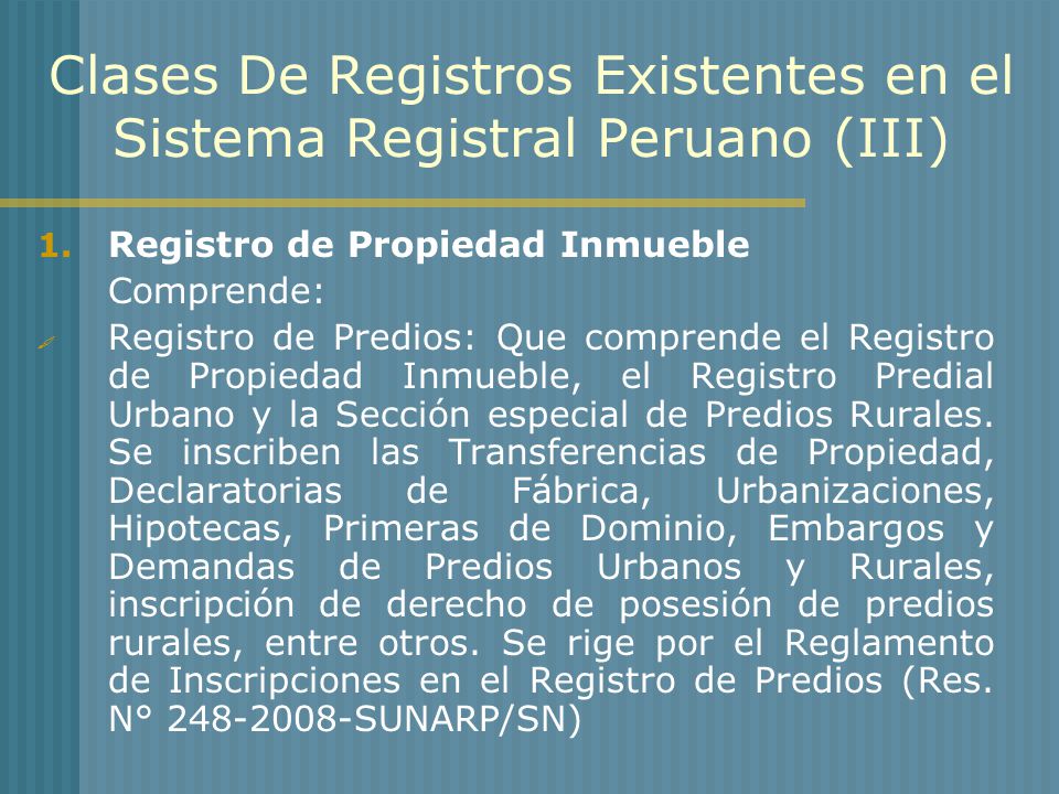 Clases De Registros Existentes en el Sistema Registral Peruano (III)