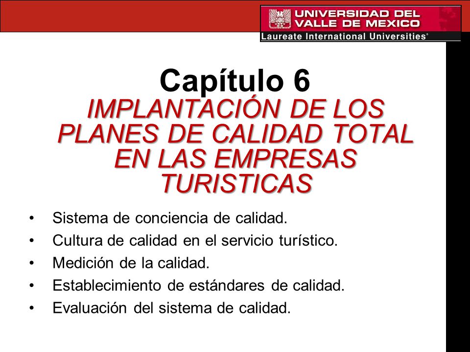 Capítulo 6 IMPLANTACIÓN DE LOS PLANES DE CALIDAD TOTAL EN LAS EMPRESAS TURISTICAS