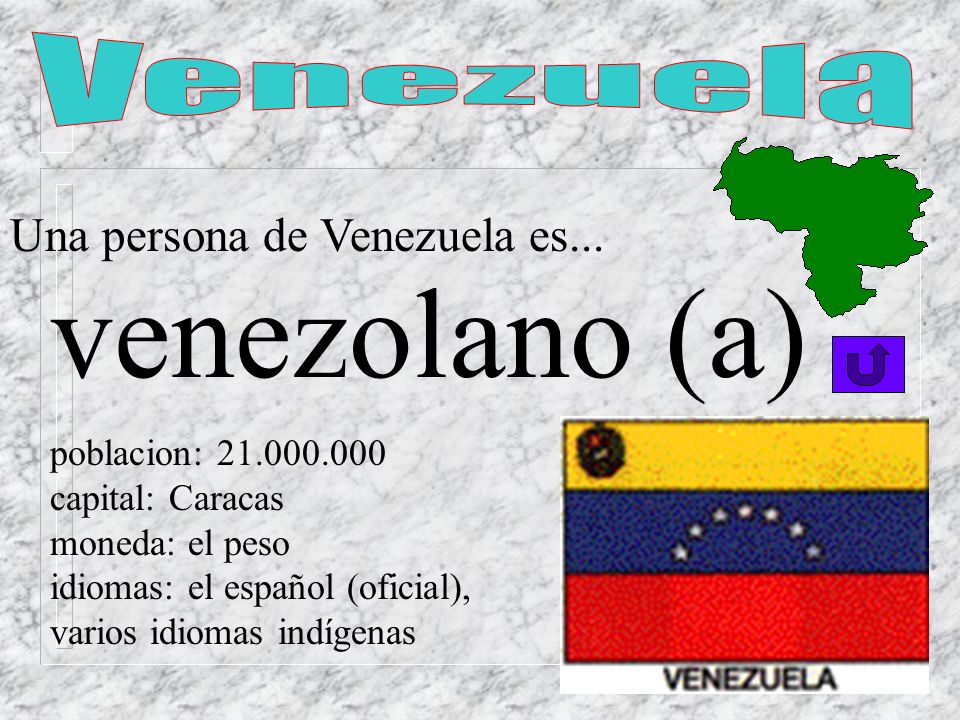 venezolano (a) Venezuela Una persona de Venezuela es...