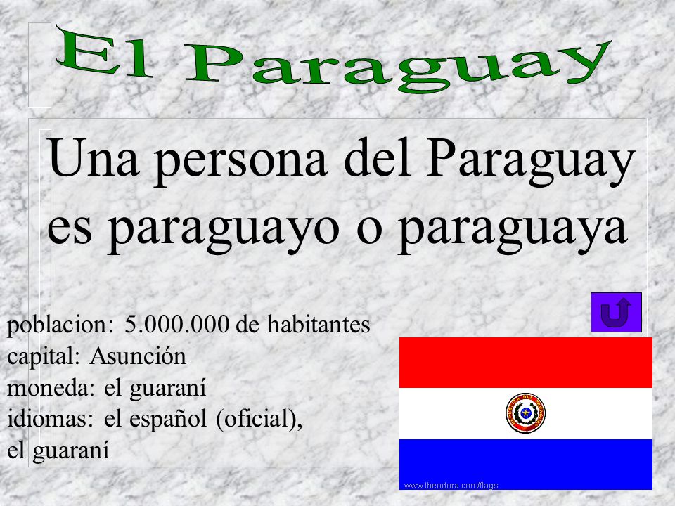 Una persona del Paraguay es paraguayo o paraguaya