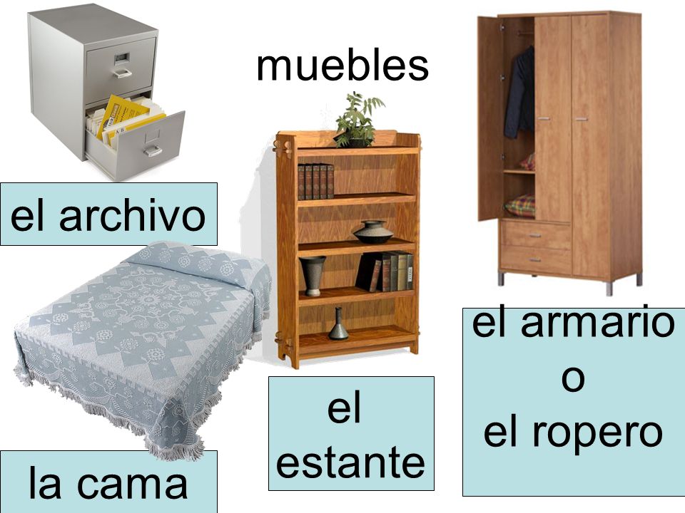 muebles el archivo el armario o el ropero el estante la cama
