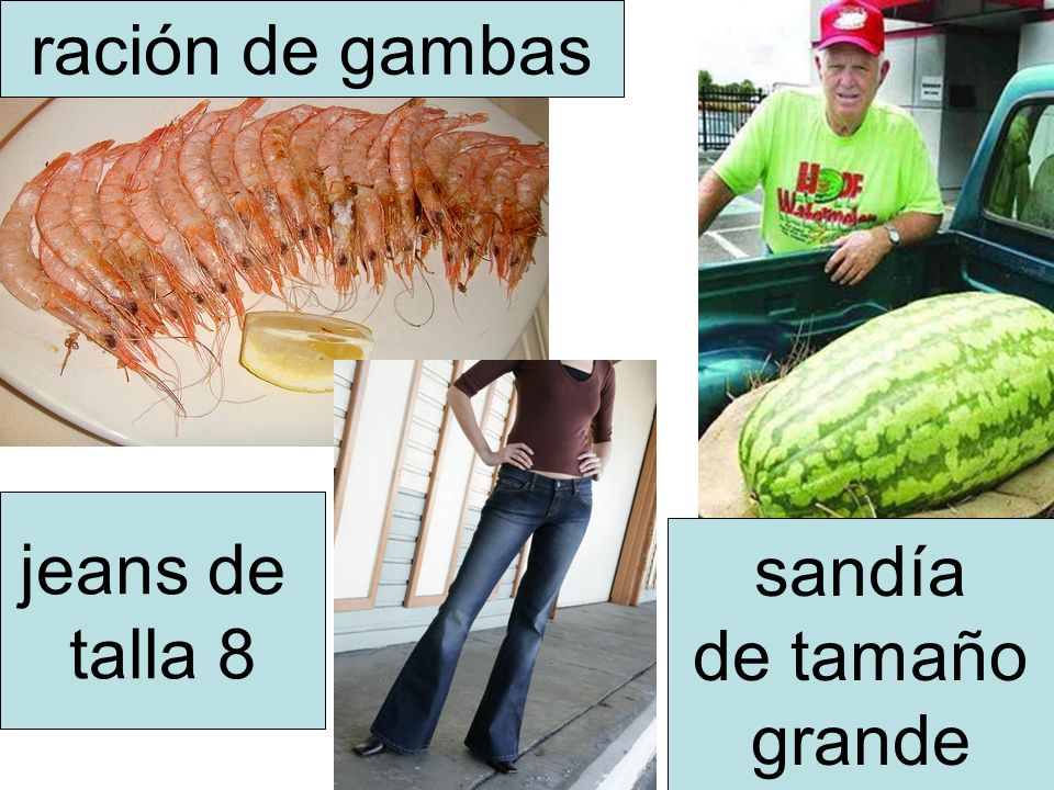 ración de gambas jeans de talla 8 sandía de tamaño grande