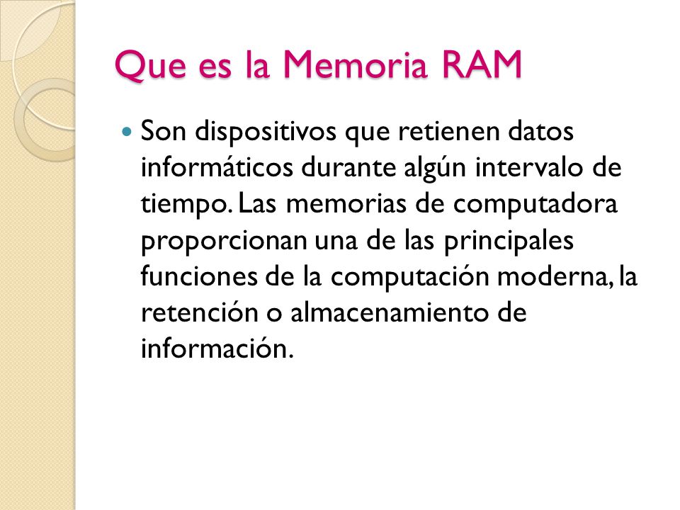 Que es la Memoria RAM