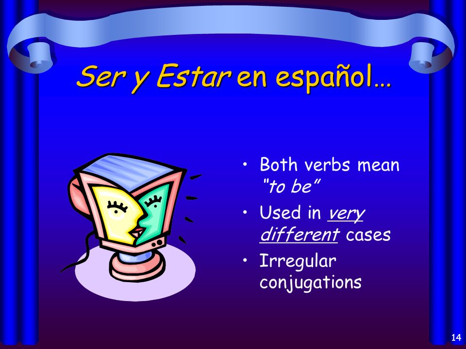 Ser y Estar en español… Both verbs mean to be