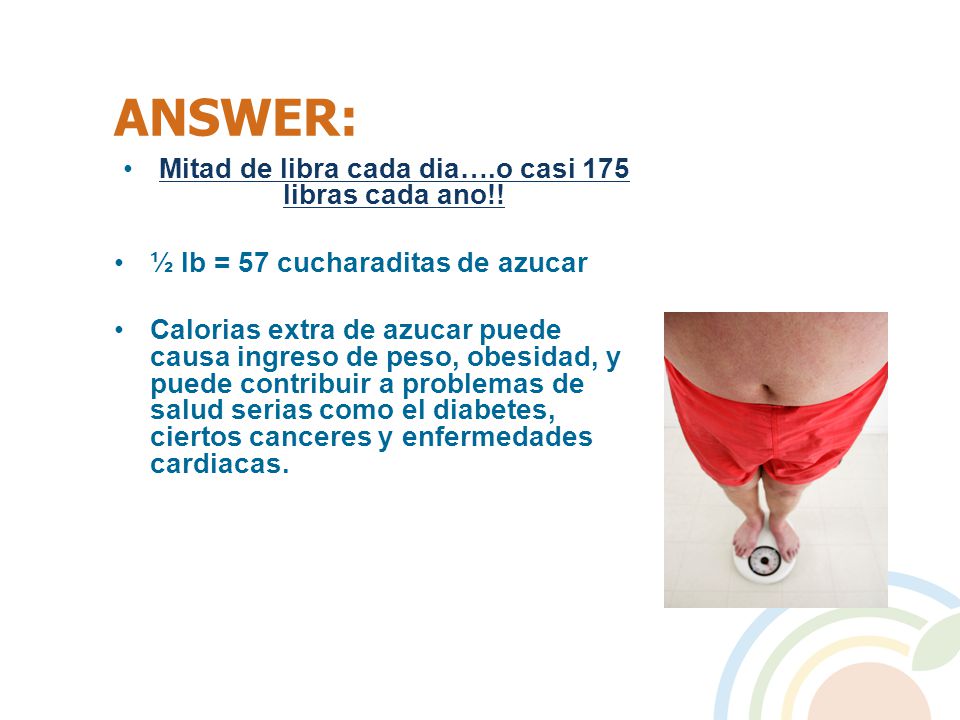 Mitad de libra cada dia….o casi 175 libras cada ano!!