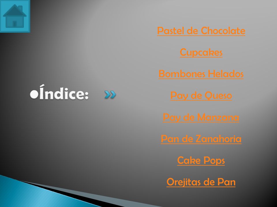 Índice: Pastel de Chocolate Cupcakes Bombones Helados Pay de Queso