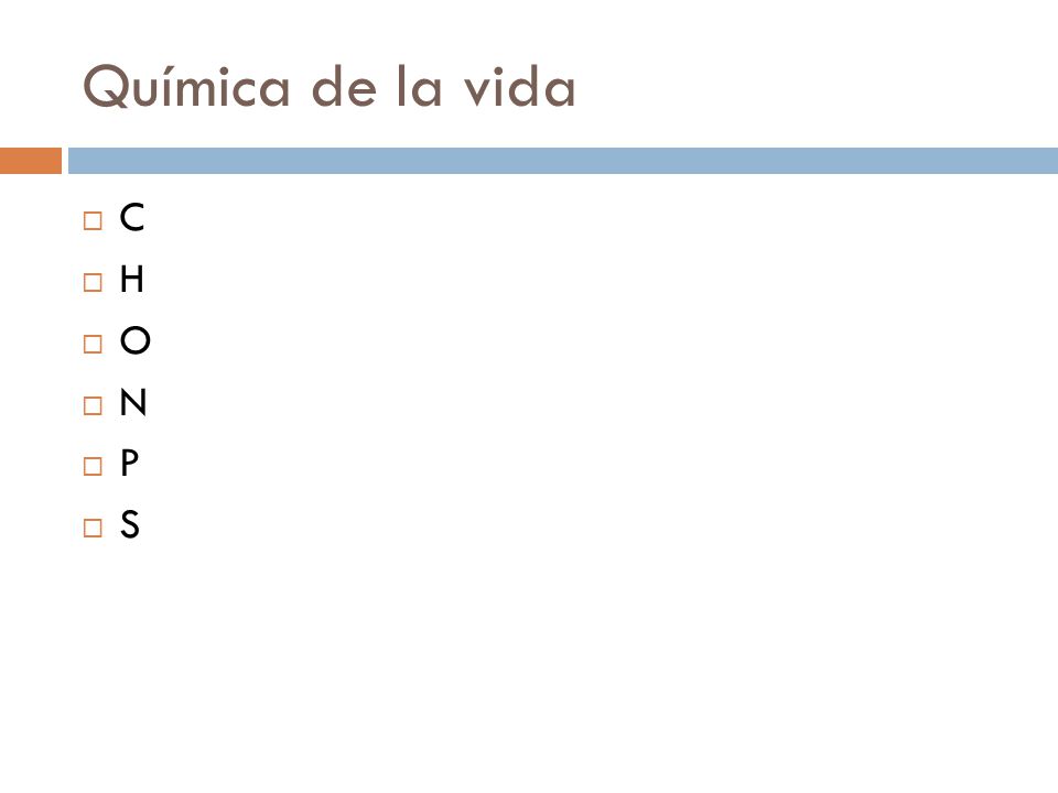 Química de la vida C H O N P S