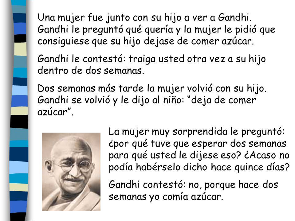 Una mujer fue junto con su hijo a ver a Gandhi