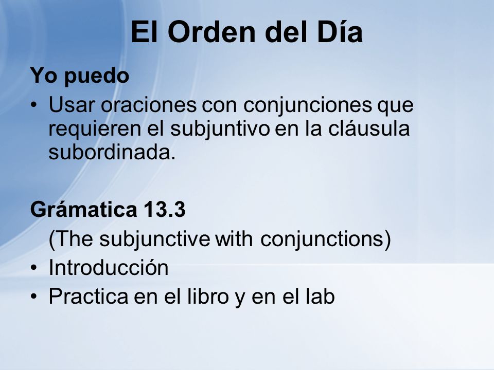 El Orden del Día Yo puedo
