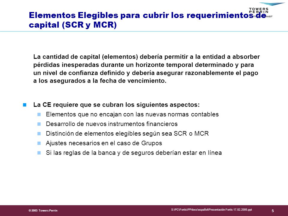 Presentation Title Elementos Elegibles para cubrir los requerimientos de capital (SCR y MCR)