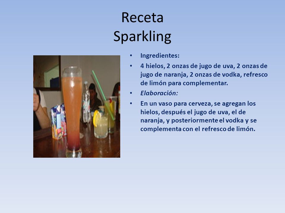Receta Sparkling Ingredientes: