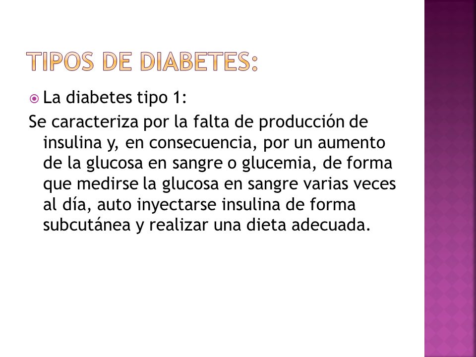 Tipos de diabetes: La diabetes tipo 1: