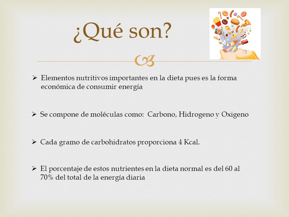 ¿Qué son Elementos nutritivos importantes en la dieta pues es la forma económica de consumir energía.