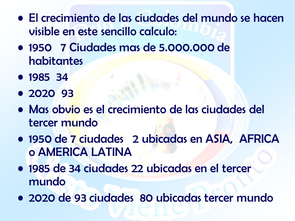 El crecimiento de las ciudades del mundo se hacen visible en este sencillo calculo: