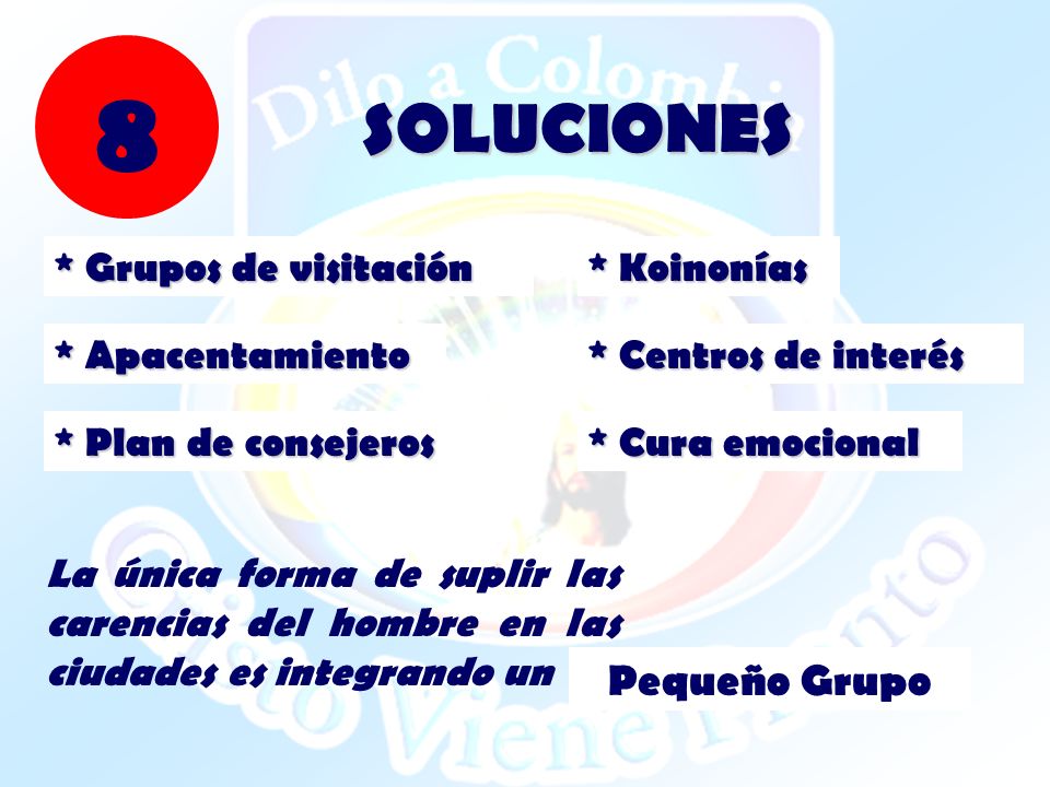 8 SOLUCIONES Pequeño Grupo * Grupos de visitación * Koinonías