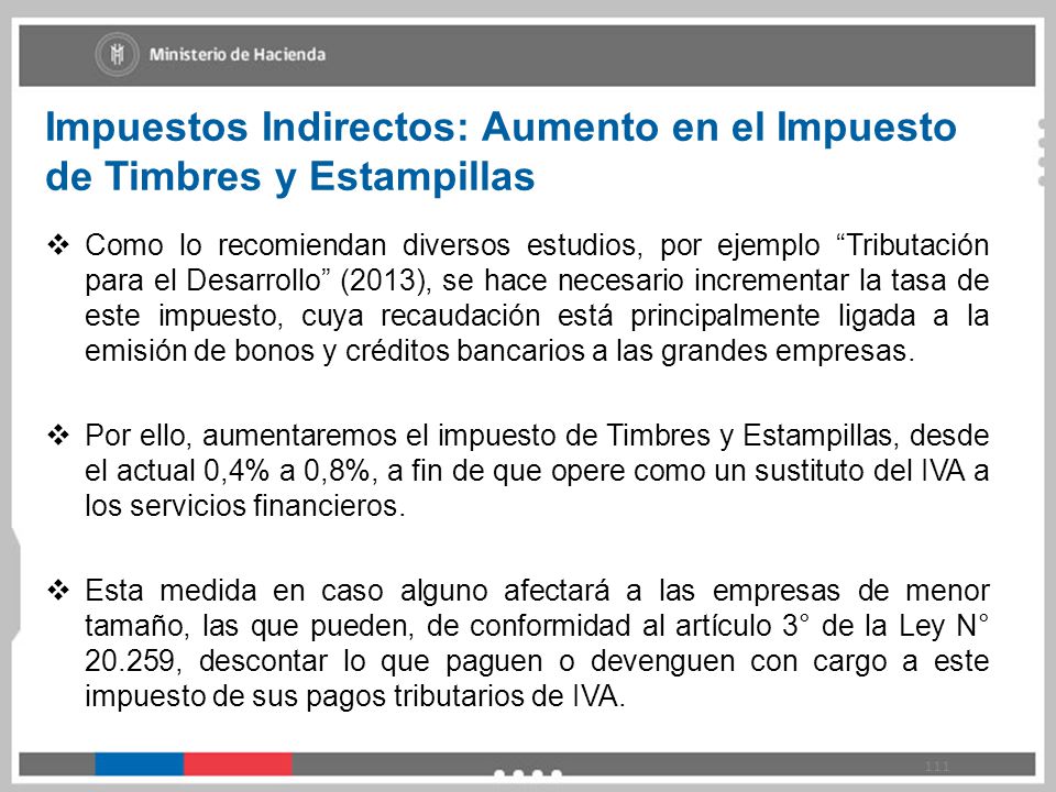 Impuestos Indirectos: Aumento en el Impuesto de Timbres y Estampillas