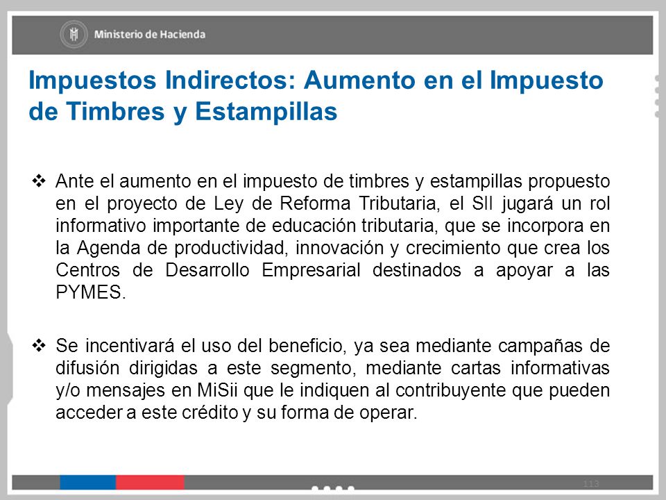 Impuestos Indirectos: Aumento en el Impuesto de Timbres y Estampillas