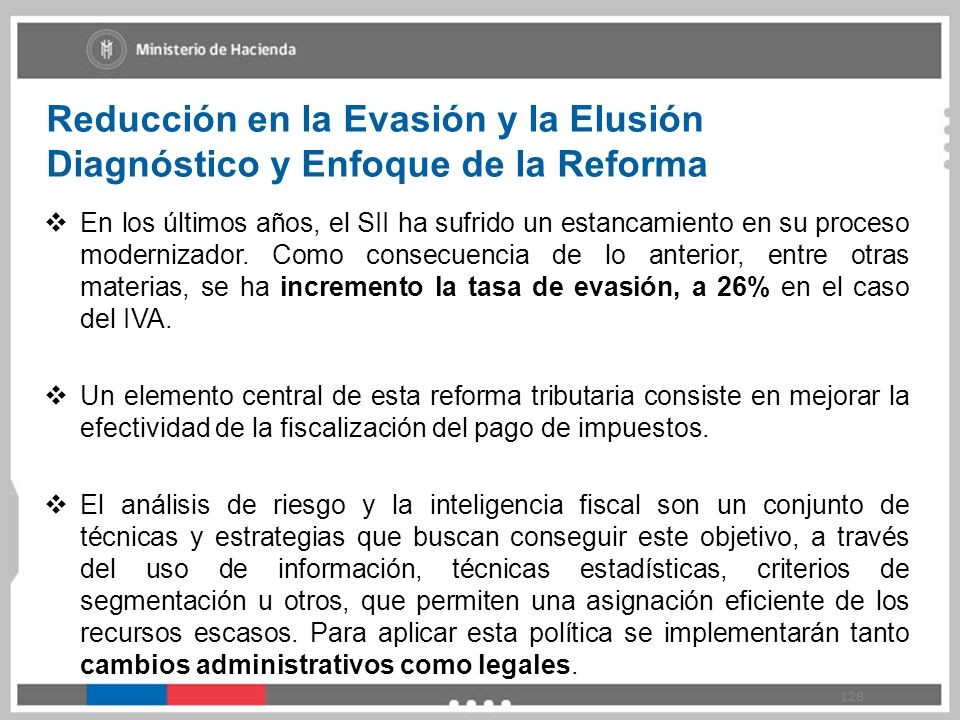 Reducción en la Evasión y la Elusión Diagnóstico y Enfoque de la Reforma