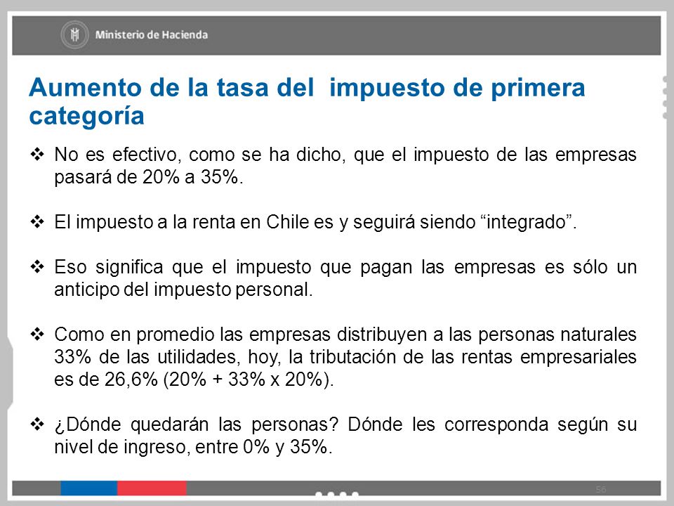 Aumento de la tasa del impuesto de primera categoría
