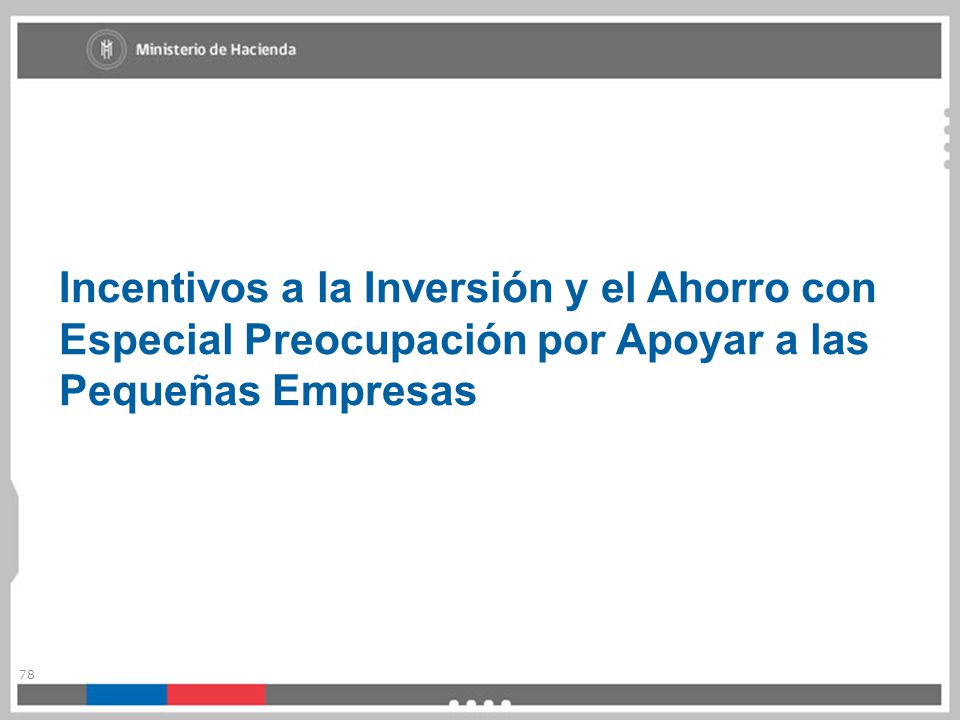 Incentivos a la Inversión y el Ahorro con Especial Preocupación por Apoyar a las Pequeñas Empresas