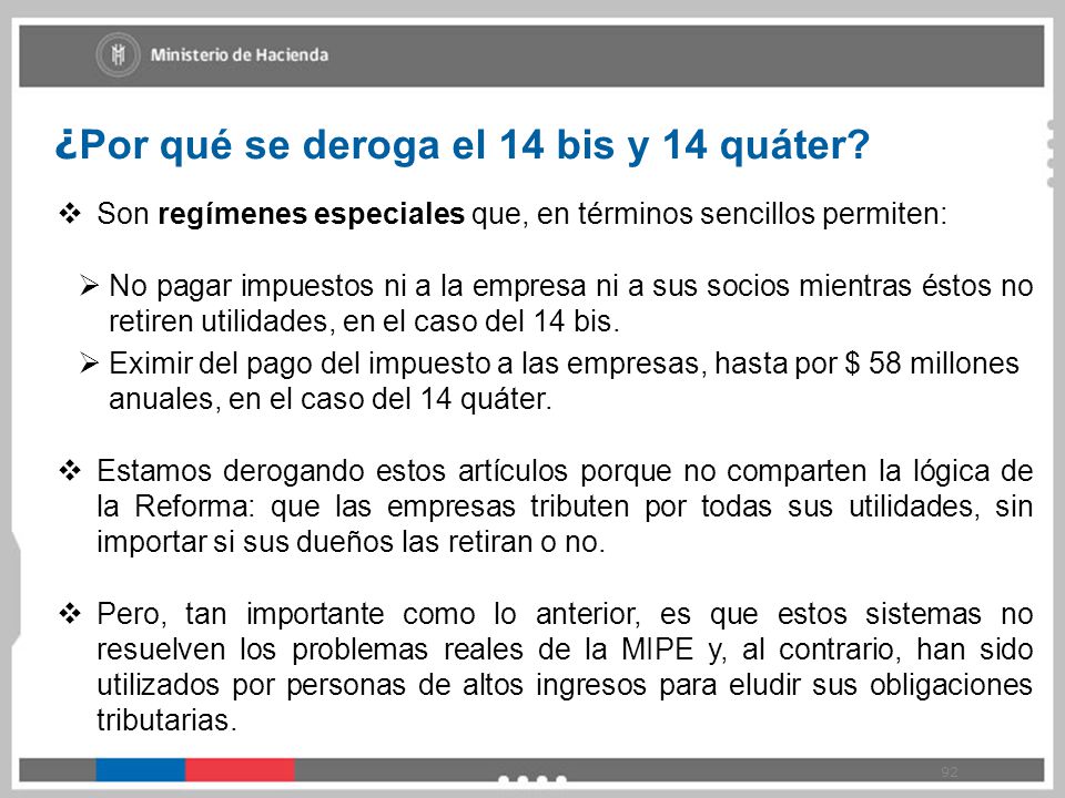 ¿Por qué se deroga el 14 bis y 14 quáter