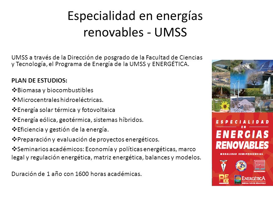 Especialidad en energías renovables - UMSS