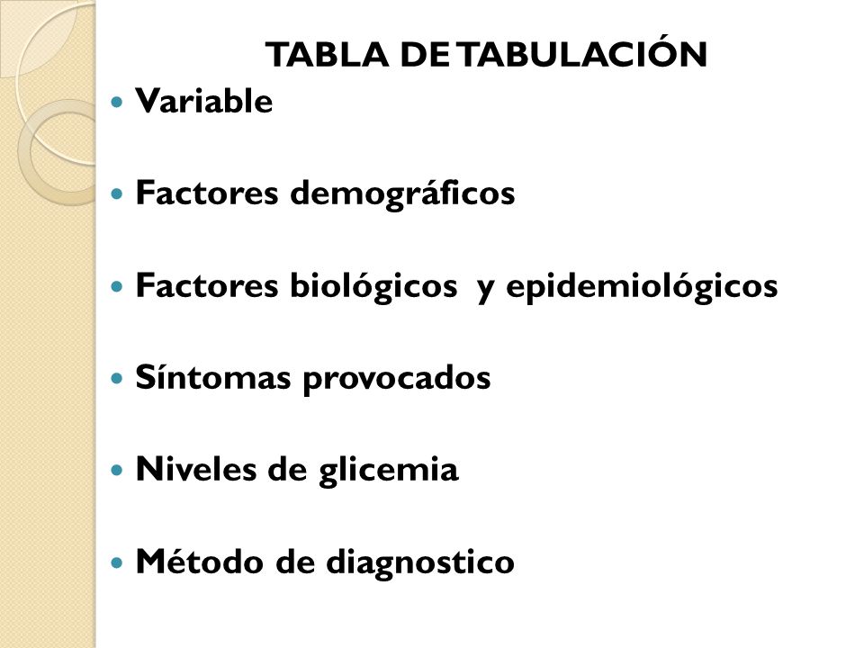 TABLA DE TABULACIÓN Variable. Factores demográficos. Factores biológicos y epidemiológicos.