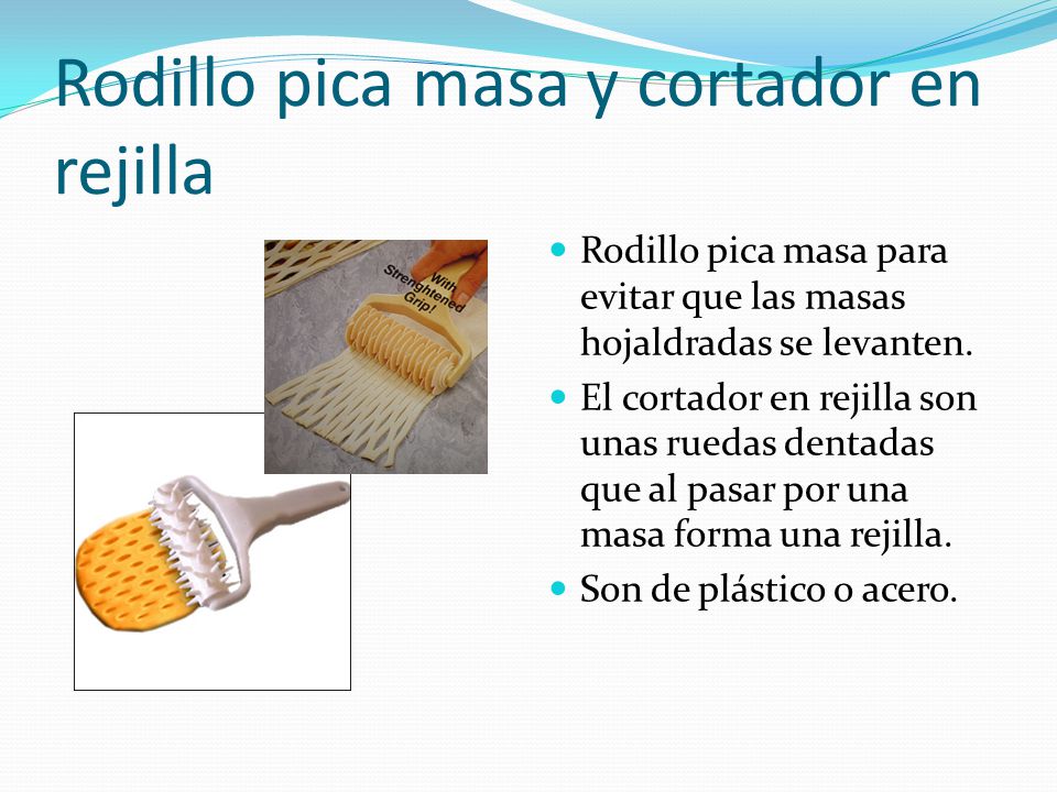 Rodillo pica masa y cortador en rejilla