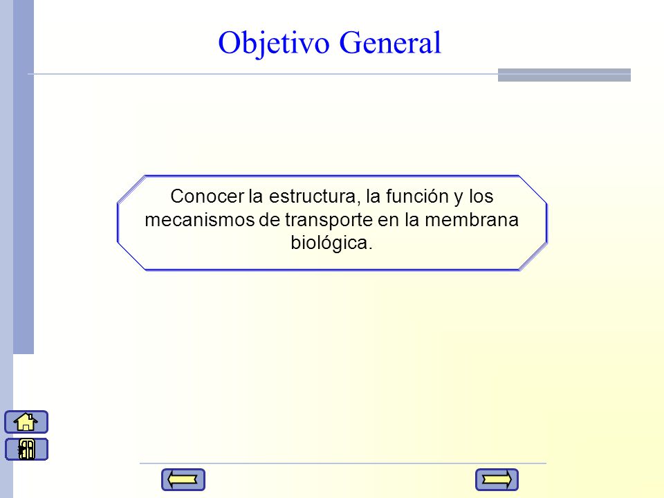 Objetivo General Conocer la estructura, la función y los mecanismos de transporte en la membrana biológica.