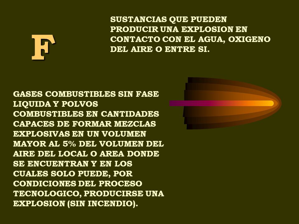 SUSTANCIAS QUE PUEDEN PRODUCIR UNA EXPLOSION EN CONTACTO CON EL AGUA, OXIGENO DEL AIRE O ENTRE SI.