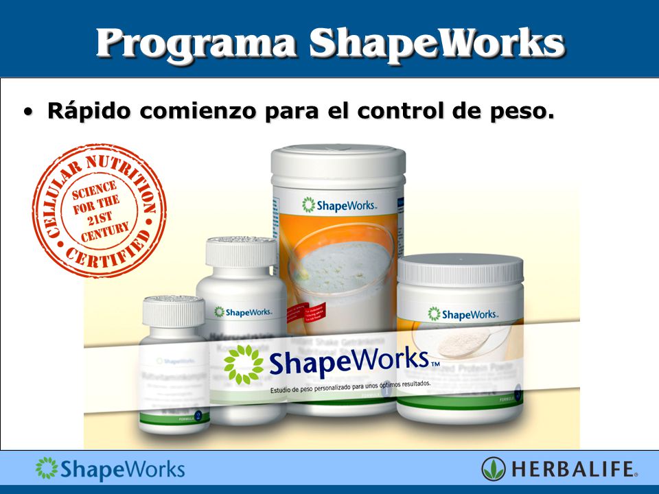 Programa ShapeWorks Rápido comienzo para el control de peso.