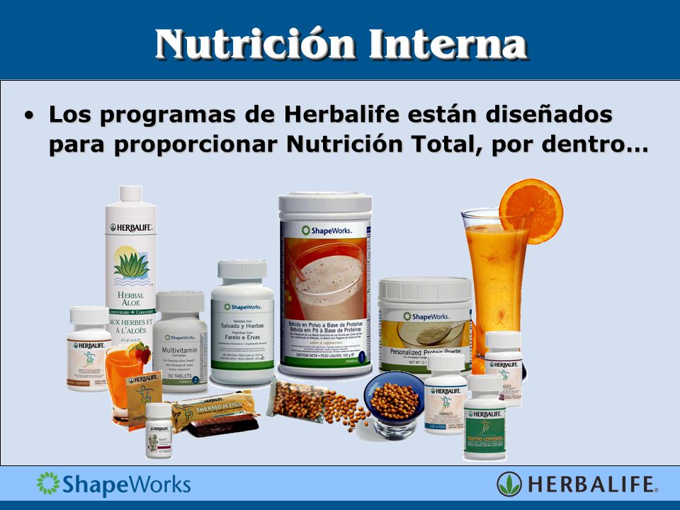 Nutrición Interna Los programas de Herbalife están diseñados para proporcionar Nutrición Total, por dentro…