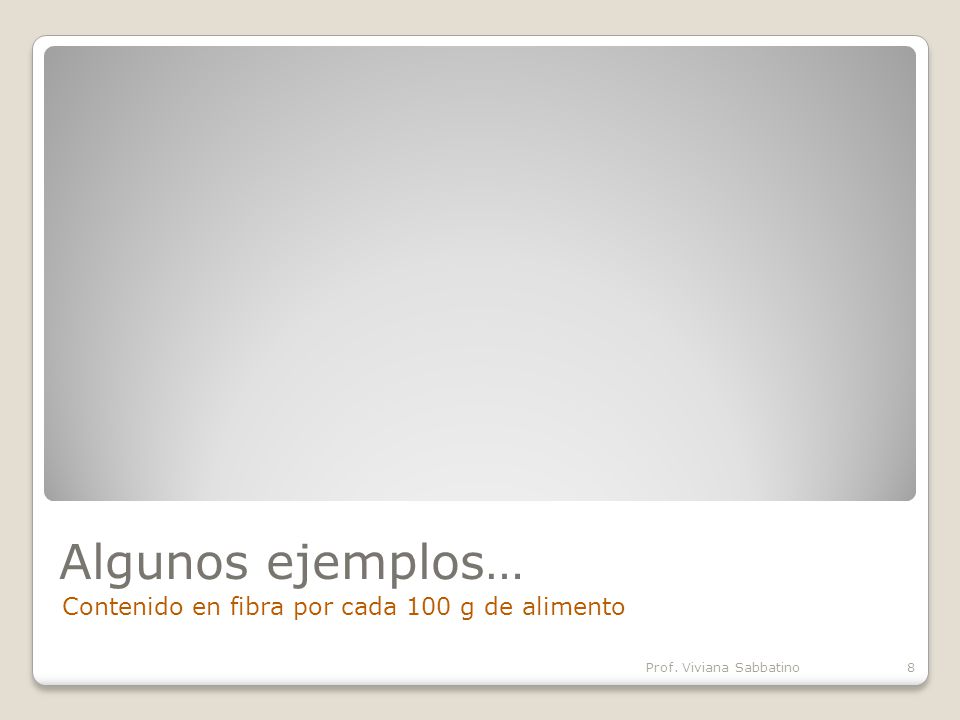 Algunos ejemplos… Contenido en fibra por cada 100 g de alimento