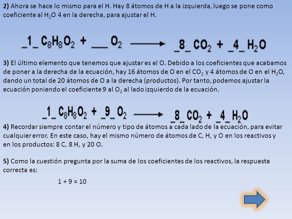 2) Ahora se hace lo mismo para el H