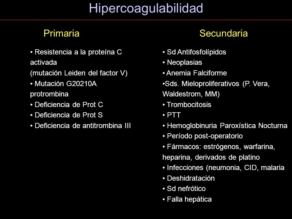 Hipercoagulabilidad Primaria Secundaria