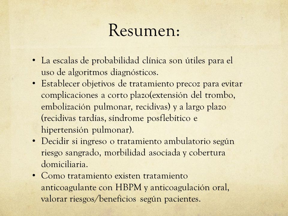 Resumen: La escalas de probabilidad clínica son útiles para el uso de algoritmos diagnósticos.