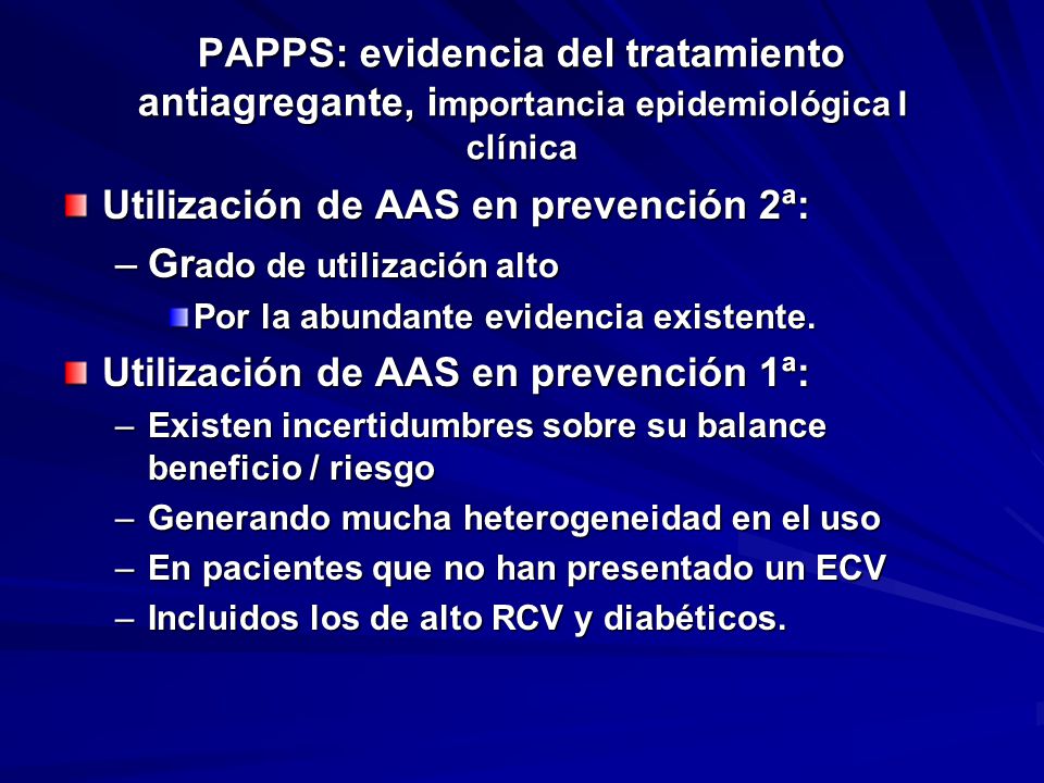 Utilización de AAS en prevención 2ª: Grado de utilización alto