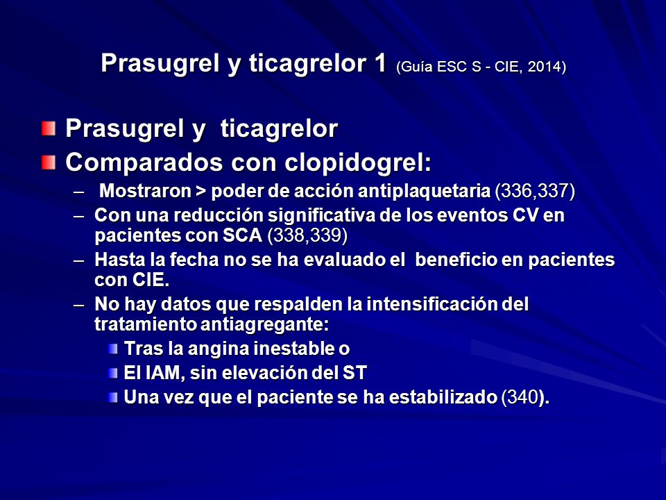 Prasugrel y ticagrelor 1 (Guía ESC S - CIE, 2014)